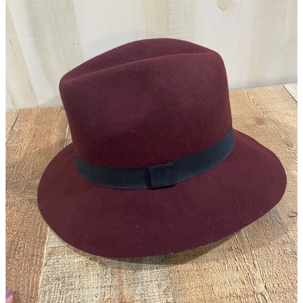 D&Y Maroon Wool Derby Hat One Size
